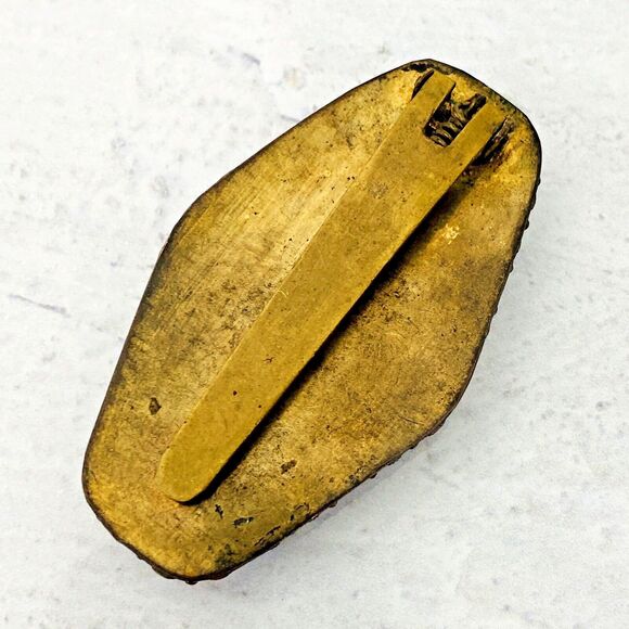 Authentic Cinnabar Dress Clip Gold Tone Hexagonal Art Deco Brass Copper 2 3/8" L - Picture 6 of 8